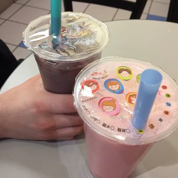 Boba Bubble - The one in the back is a grape icy with tapioca bubbles and the front is a strawberry milk tea with lychee jelly. - Coffee & Tea Near Me - Spokane, Washington Boba Bubble - The one in the back is a grape icy with tapioca bubbles and the front is a strawberry milk tea with lychee jelly. - Coffee & Tea Near Me - Spokane, Washington