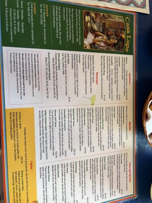 Menu photo 2 Casa Lupe Sunnyvale, CA
