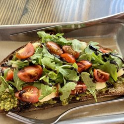 Aveley Farms Coffee Roasters - Caprese toast with pesto