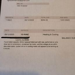 Here is the Diagnosis from Right on Time Heating & Cooling