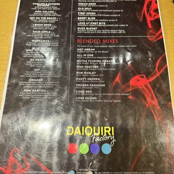 The Daiquiri Factory - Menu - Bars Near Me - Atlanta, Georgia The Daiquiri Factory - Menu - Bars Near Me - Atlanta, Georgia