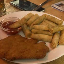 YOHO International Youth Hostel - Wiener Schnitzel & Spring Rolls from the downstairs bar. Cheap and tasty.