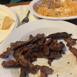 Asada plate raw rice and beans Asada plate raw rice and beans