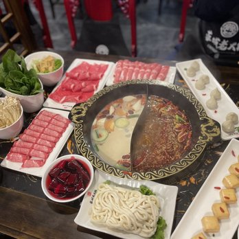 Chengdu Memory - Ala Carte style.  Lamb shoulder, beef tongue, ribeye Soup base: medium spicy and Bone broth - Hot Pot Near Me - Seattle, Washington