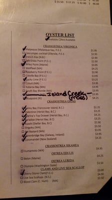Menu photo 8 Diana's Oyster Bar And Grill Markham, ON