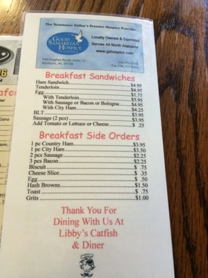 Menu photo 1 Libby's Catfish & Diner Priceville, AL