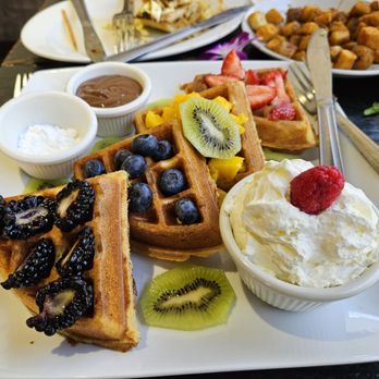 Old Town Caffe - Salmon Scrambled Chicken caprese sandwich waffle slices - Coffee & Tea Near Me - Pasadena, California Old Town Caffe - Salmon Scrambled Chicken caprese sandwich waffle slices - Coffee & Tea Near Me - Pasadena, California