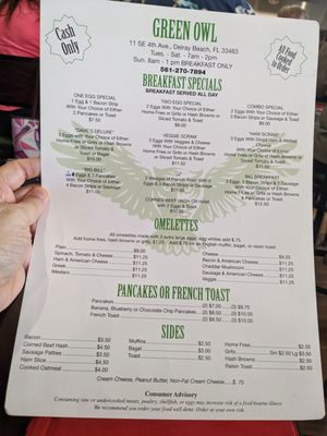 Menu photo 1 Green Owl Restaurant Delray Beach, FL Menu photo 1 Green Owl Restaurant Delray Beach, FL