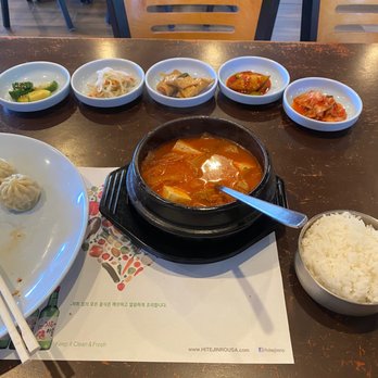 Umma Korean Restaurant - Kimchi Jiggae with banchan - Korean Near Me - Hillsboro, Oregon
