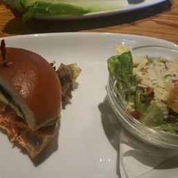 half salmon burger with cesar salad half salmon burger with cesar salad