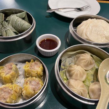 Dim Sum Heaven - Red bean rice (in the wrapped paper), shrimp pork shumai, soup dumplings, steamed pork bun - Chinese Near Me - Doraville, Georgia