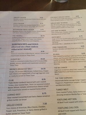 Menu photo 2 Keystone Tavern Omaha, NE