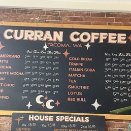 Coffee menu