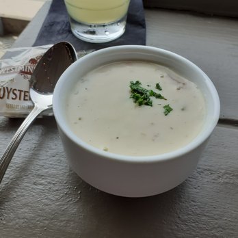 Oceanside Broiler - Clam chowder with few small clams and small pieces of bacon. It was a little salty, but very creamy. Tasted good overall... - Seafood Near Me - Oceanside, California