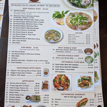 Pho Benny - Menu page 1/2 - Vietnamese Near Me - Lafayette, California