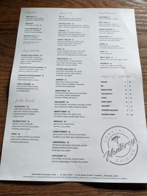 Menu photo 2 Monterey Coastal Cuisine Carmel, IN