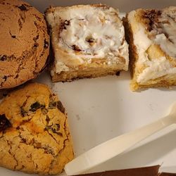 The Bakehouse off The Wheaten Path - Cinnamon rolls, green chile scone, and cookie