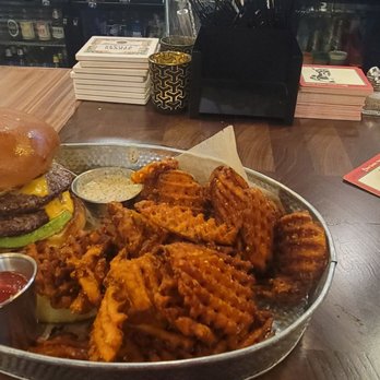 Divided Sky Tavern - Sweet potato fries and a burger! - American Near Me - Fair Oaks, California