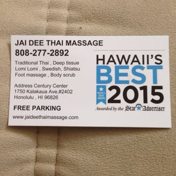 Jai Dee Thai Massage - Best 2015 - Massage Near Me - Honolulu, Hawaii
