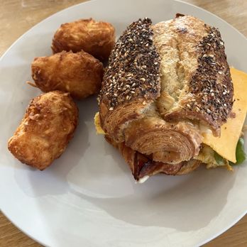 Grace Coffee - Everything Croissant Sandwich and Cheesy Hashbrown Bites - Cafes Near Me - Sun Prairie, Wisconsin
