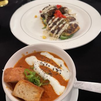 Circa 1918 - Tomato basil soup and crab cakes. - Southern Near Me - Lavonia, Georgia Circa 1918 - Tomato basil soup and crab cakes. - Southern Near Me - Lavonia, Georgia