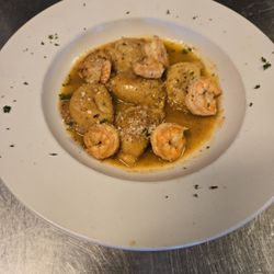 The Henry P. Robeson House - Shrimp scampi over pierogies