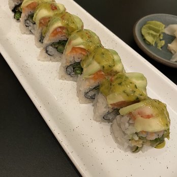 Bamboo Sushi - Green Machine roll with salmon added - Sushi Bars Near Me - San Ramon, California
