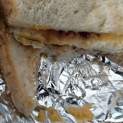 Bacon egg and cheese on white toast