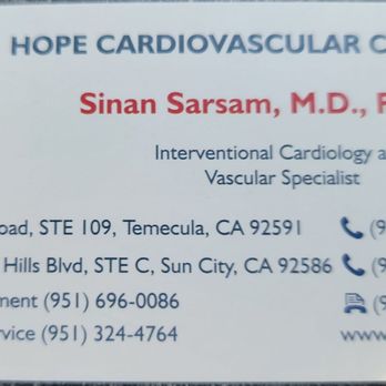 Hope Cardiovascular Center - Business card - Cardiologists Near Me - Sun City, California Hope Cardiovascular Center - Business card - Cardiologists Near Me - Sun City, California
