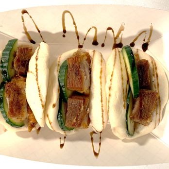 Maui Balsamic Vinegars - Top favorite Pork Bao Buns - Buns, pork belly, greens, cucumbers + balsamic drizzle - Specialty Food Near Me Maui Balsamic Vinegars - Top favorite Pork Bao Buns - Buns, pork belly, greens, cucumbers + balsamic drizzle - Specialty Food Near Me