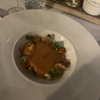 Mad & Vin - The peach gazpacho, lots of texture and contrasting flavors. Yum. - New American Near Me - Solvang, California Mad & Vin - The peach gazpacho, lots of texture and contrasting flavors. Yum. - New American Near Me - Solvang, California