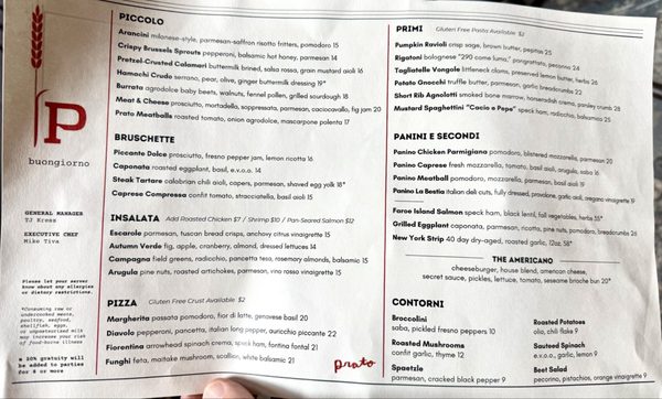 Menu photo 2 Prato Winter Park, FL