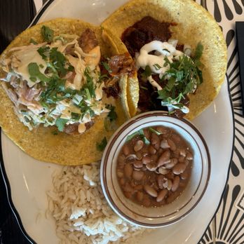 Little Donkey - Homewood - Fish taco & adobada taco with rice and pinto beans. - Mexican Near Me - Birmingham, Alabama Little Donkey - Homewood - Fish taco & adobada taco with rice and pinto beans. - Mexican Near Me - Birmingham, Alabama