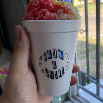 Snow N Chill - Pictured here is our half Tiger's Blood / Dill Pickle Snow with some crunchy Dill Pickle Relish - Shaved Ice Near Me - Grand Prairie, Texas Snow N Chill - Pictured here is our half Tiger's Blood / Dill Pickle Snow with some crunchy Dill Pickle Relish - Shaved Ice Near Me - Grand Prairie, Texas