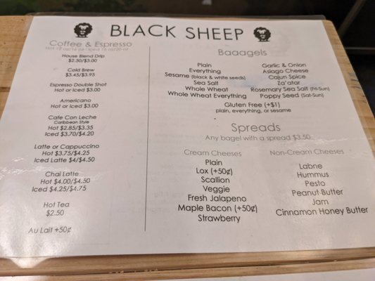 Menu photo 1 Black Sheep Bagel Cafe Cambridge, MA