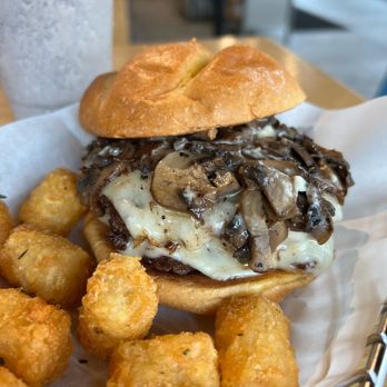 Smashburger - DOUBLE TRUFFLE MUSHROOM SWISS BURGER - Burgers Near Me - Columbus, Ohio Smashburger - DOUBLE TRUFFLE MUSHROOM SWISS BURGER - Burgers Near Me - Columbus, Ohio