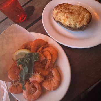 The Back Porch - Peel and eat shrimp with twice baked potato - Seafood Near Me - Destin, Florida The Back Porch - Peel and eat shrimp with twice baked potato - Seafood Near Me - Destin, Florida