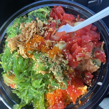 Poke Don - Salmon and scallops with extra scoops for the toppings.. DELISH:) - Poke Near Me - Hayward, California