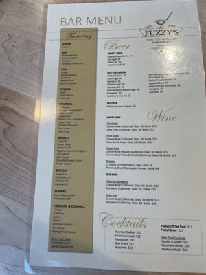 Menu photo 6 Fuzzy's The 15th Club Jeffersonville, IN