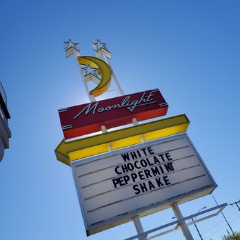Moonlight Drive-In - a sign for a white chocolate peppermint shake - Burgers Near Me - Titusville, Florida Moonlight Drive-In - a sign for a white chocolate peppermint shake - Burgers Near Me - Titusville, Florida