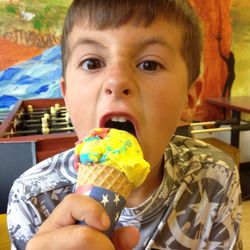 KaleidoScoops - Silly Superman eating up Superman Ice cream Flavor today!