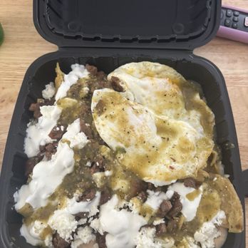 Meza’s Tacos - Chilaquiles verde with asada - Tacos Near Me - Perris, California Meza’s Tacos - Chilaquiles verde with asada - Tacos Near Me - Perris, California