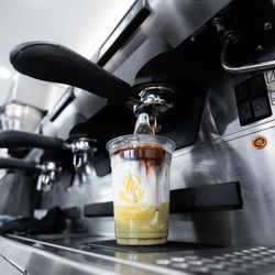 Sana’a Coffee House - Iced Pistachio Latte in the making