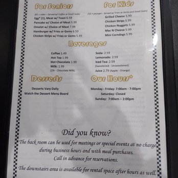 Side Street Diner - the menu for the restaurant - Diners Near Me - Tioga, North Dakota Side Street Diner - the menu for the restaurant - Diners Near Me - Tioga, North Dakota