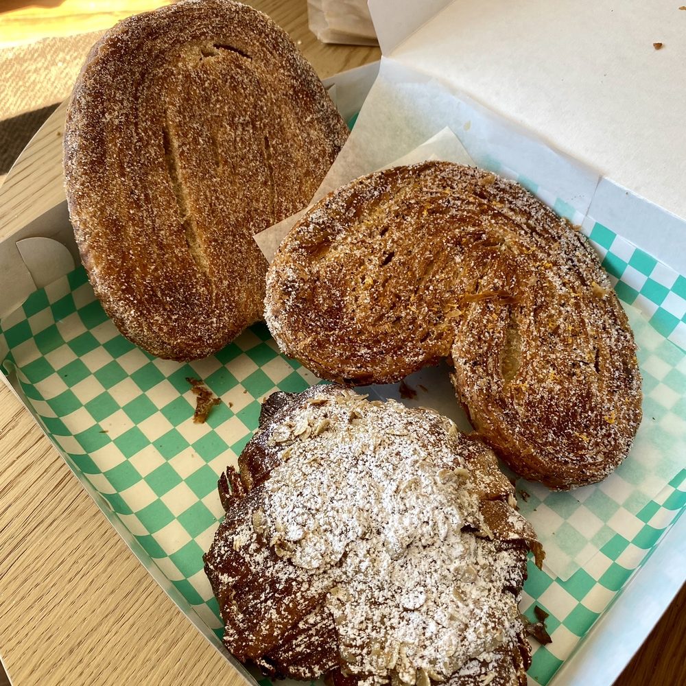 Two Seven Two - Top to bottom: Palmier (cinnamon sugar + other stuff), Palmier (Earl Grey + orange zest), twice-baked croissant (pecan + oat) - Bakeries Near Me - Cincinnati, Ohio Two Seven Two - Top to bottom: Palmier (cinnamon sugar + other stuff), Palmier (Earl Grey + orange zest), twice-baked croissant (pecan + oat) - Bakeries Near Me - Cincinnati, Ohio