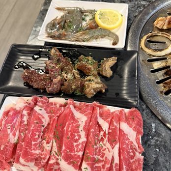 Road to Seoul BBQ - Brisket, garlic sirloin, shrimp - Korean Near Me - Alhambra, California