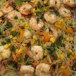 Arona Food Place - Spring noodles with vegetables and shrimp.