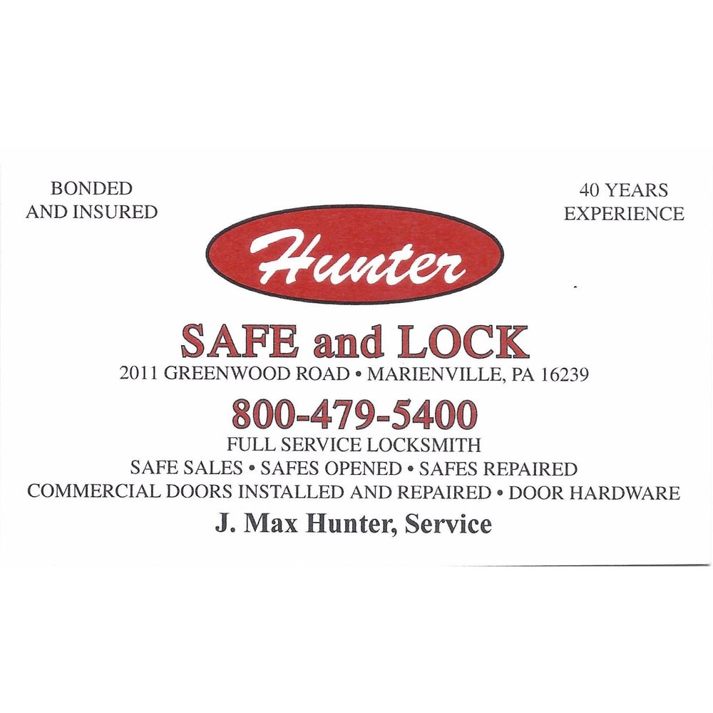 HUNTER SAFE AND LOCK Updated September 2024 340 Kanes Ln