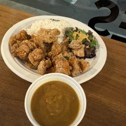 Popcorn chicken rice with curry Popcorn chicken rice with curry