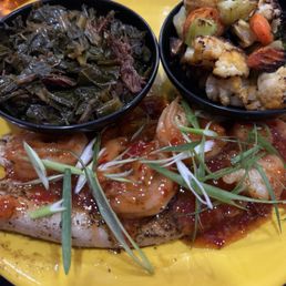 Dad's Choice with Collard Greens and honey roasted veggies